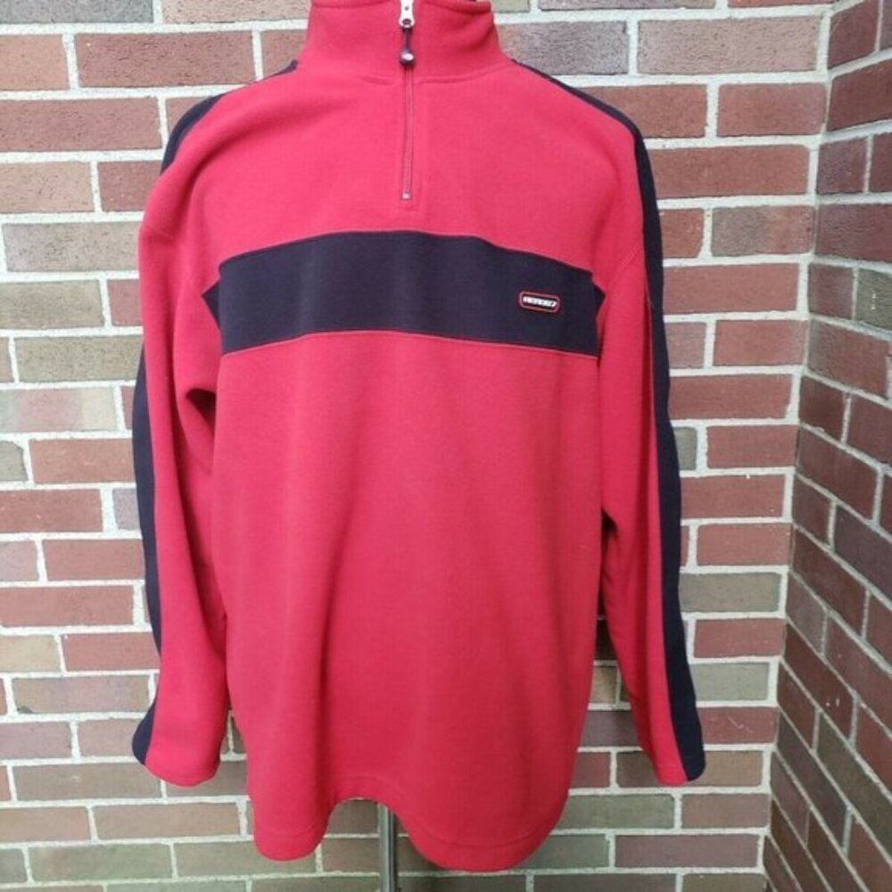 AERO Mens Jacket XT FLEECE SKI SNOWBOARD PULL OVER Size XL 1/4 Zip Red Black
